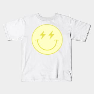 Yellow lightning bolt smiley face Kids T-Shirt